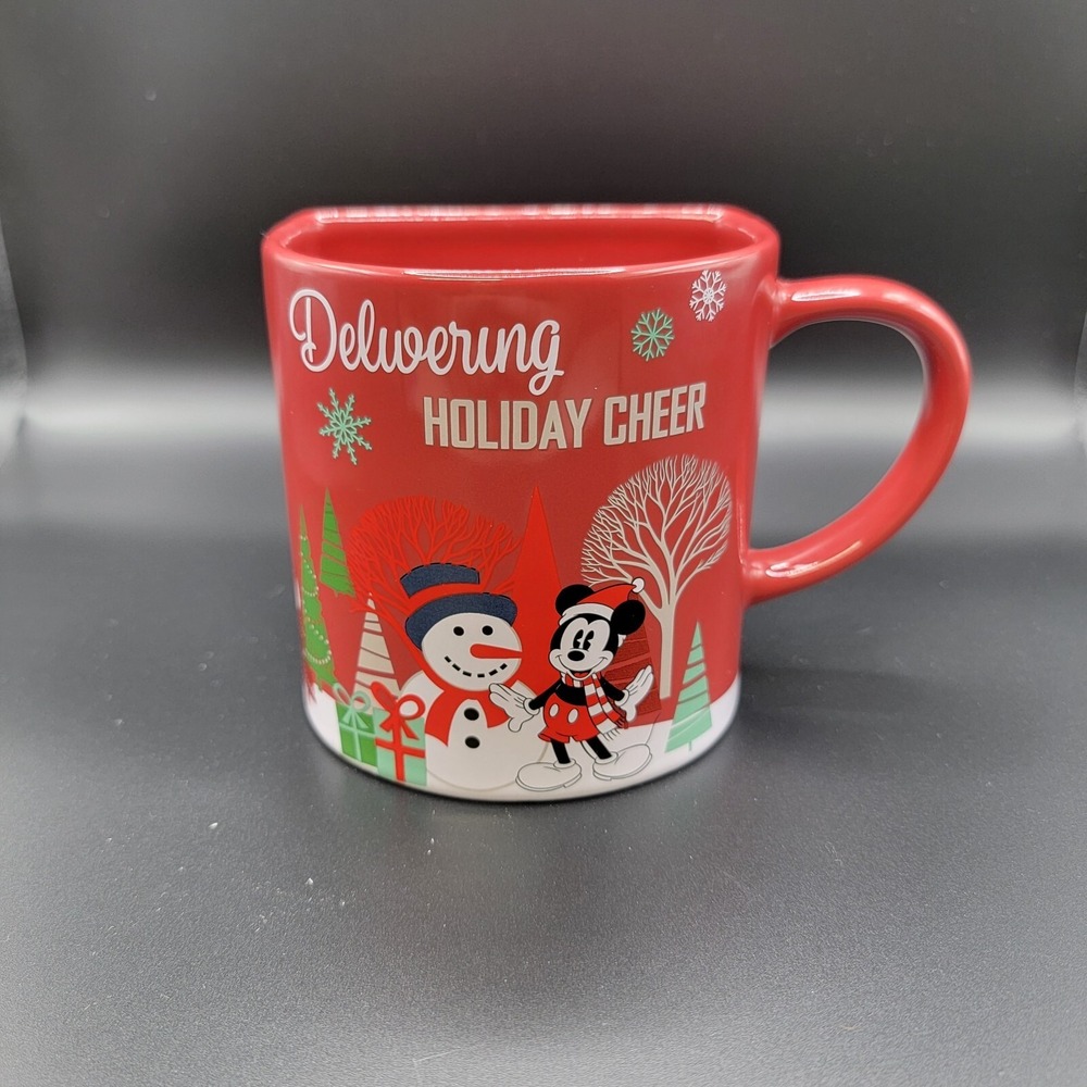 Genuine Disney Parks "Delivering Holiday Cheer" Mickey Mug Cookie Pocket Snowman